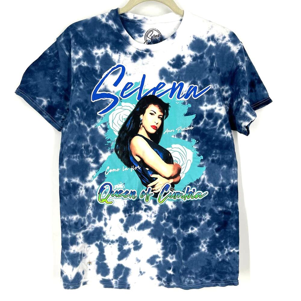 Selena‎ Queen Of Cumbia Portrait Tie Dye T-Shirt Blue Size Medium NWOT
